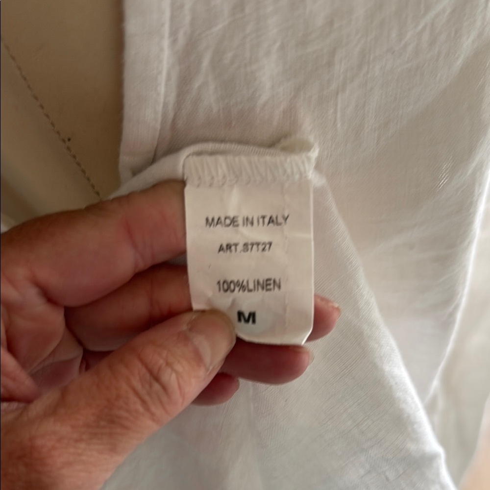 Made in Italy Linen Asymmetrical White Sleeveless Tank Top - Picture 10 of 12